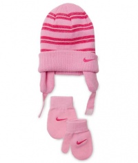 Nike Infant Girls 2 Piece Knit Hat & Mittens Set, Pink, Size 12/24M Nike Infant Girls 2 Piece Knit Hat & Mittens Set, Pink, Size 12/24M