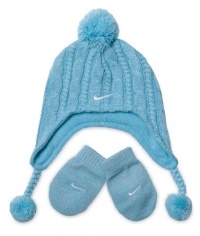 Nike Girls 2 Piece Knit Hat & Mittens Set, Baby Blue, Size 12/24M Nike Girls 2 Piece Knit Hat & Mittens Set, Baby Blue, Size 12/24M