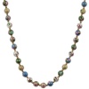 Gold Plated Sterling Silver Light White, Blue, Yellow and Green Cloisonne Necklace, 18