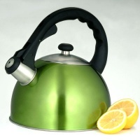 Creative Home Satin Splendor 2.8-Quart Whistling Tea Kettle, Chartreuse