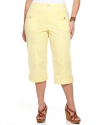Pair all your new tanks and tees with Style&co.'s button-tab plus size capri pants-- grab one in each color at an Everyday Value price! Pair all your new tanks and tees with Style&co.'s button-tab plus size capri pants-- grab one in each color at an Everyday Value price!