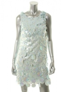 Aidan Mattox Ice Blue Paillettes Circles Sleeveless Knee-Length Shift Cocktail Dress 4 Aidan Mattox Ice Blue Paillettes Circles Sleeveless Knee-Length Shift Cocktail Dress 4