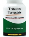 Tribulus Terrestris Extract, Standardized 60% Saponins, 750mg 100 Capsules