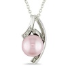 9-9.5 mm Pink Freshwater Pearl and Diamond Accent Pendant in Silver, I3