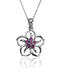 Sterling Silver and Amethyst Flower Pendant Necklace, 18 Sterling Silver and Amethyst Flower Pendant Necklace, 18