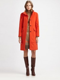 A luxurious blend of wool and cashmere gives this stand-collar coat, must-have allure.Stand collarBust dartsConcealed button closureFlap pocketsFully linedAbout 38 from shoulder to hemVirgin wool/cashmereDry cleanImported Model shown is 5'11 (180cm) wearing US size 4. A luxurious blend of wool and cashmere gives this stand-collar coat, must-have allure.Stand collarBust dartsConcealed button closureFlap pocketsFully linedAbout 38 from shoulder to hemVirgin wool/cashmereDry cleanImported Model shown is 5'11 (180cm) wearing US size 4.
