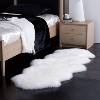 Sheepskin Rug Double Pelt Natural White Fur 2x6 Sheepskin Rug Double Pelt Natural White Fur 2x6