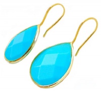 18KT Gold Vermeil Small Turquoise Teardrop Earrings 925 Sterling Silver Bezel Set Gemstone Drops, Kyle Richards 18KT Gold Vermeil Small Turquoise Teardrop Earrings 925 Sterling Silver Bezel Set Gemstone Drops, Kyle Richards