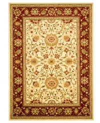 A fine finish for your living space. This Safavieh area rug comes alive with beautiful floral, vine and latticework detailing, all captured on a stunning ivory ground surrounded by a bold black border. Crafted from soft polypropylene, this rug radiates timeless allure with the added convenience of easy-care construction. A fine finish for your living space. This Safavieh area rug comes alive with beautiful floral, vine and latticework detailing, all captured on a stunning ivory ground surrounded by a bold black border. Crafted from soft polypropylene, this rug radiates timeless allure with the added convenience of easy-care construction.