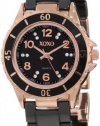 XOXO Women's XO2002 Swarovski Crystal Accented Rosegold-Tone Black Ceramic Bracelet Watch