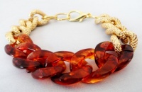 Chunky Link Bracelet with Tortoise Shell & Gold Plated Links Chunky Link Bracelet with Tortoise Shell & Gold Plated Links