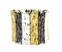 Alfani Bracelet, Gold, Silver, and Hematite Tone Branch Wide Stretch Bracelet Alfani Bracelet, Gold, Silver, and Hematite Tone Branch Wide Stretch Bracelet