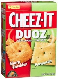 Cheez-It Baked Snack Crackers, Duoz, Sharp Cheddar & Parmesan, 13.7-Ounce Boxes (Pack of 4)
