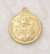 Mens Womens 13/16 St. Michael Round 22 Kt Gold Over Sterling Patron Saint Medal Catholic Pendant Necklace Jewelry