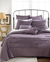 Completely casual, this Neveah quilt features ultra-soft cotton jersey with horizontal stitched details and rows of ruffles for chic style with a playful touch. Completely casual, this Neveah quilt features ultra-soft cotton jersey with horizontal stitched details and rows of ruffles for chic style with a playful touch.