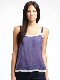 THE LOOKContrast lace trims the neckline and hemTonal ribbon shoulder strapsBust dartsTHE FITAbout 24 from shoulder to hemTHE MATERIALRayonCARE & ORIGINDry cleanMade in Italy THE LOOKContrast lace trims the neckline and hemTonal ribbon shoulder strapsBust dartsTHE FITAbout 24 from shoulder to hemTHE MATERIALRayonCARE & ORIGINDry cleanMade in Italy