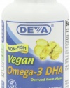 DEVA Vegan Vitamins Vegan DHA (Algae) 200mg Vegan Softgels, 90-Count Bottle