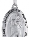 Sterling Silver Oval St Christopher Medal with Black Writing, 20