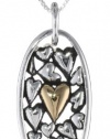 Sterling Silver The Love Between a Mother and Daughter Knows No Distance with Gold-Plated Heart Pendant Necklace, 18