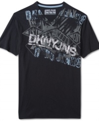 Celebrating the city that never sleeps, this DKNY Jeans tee is perfect for casual nights out on the town. Celebrating the city that never sleeps, this DKNY Jeans tee is perfect for casual nights out on the town.