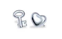 Alex Woo Mini Additions Silver Heart and Key Studs Alex Woo Mini Additions Silver Heart and Key Studs