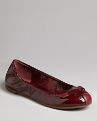 Fans of MARC BY MARC JACOBS will squeak with joy; the popular mouse flat design is all dressed up to hit the town in shining patent. Fans of MARC BY MARC JACOBS will squeak with joy; the popular mouse flat design is all dressed up to hit the town in shining patent.