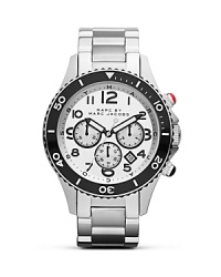 This stainless steel and enamel watch from MARC BY MARC JACOBS is a solid piece of fashion hardware. Designed for performance and style, it features chronograph movement, tonal accents, and a classic link bracelet. This stainless steel and enamel watch from MARC BY MARC JACOBS is a solid piece of fashion hardware. Designed for performance and style, it features chronograph movement, tonal accents, and a classic link bracelet.