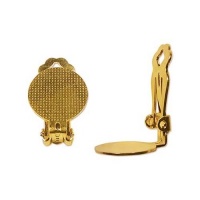 22K Gold Plated Clip On Earring Findings W/ 15mm Pad For Gluing (3 Pairs) 22K Gold Plated Clip On Earring Findings W/ 15mm Pad For Gluing (3 Pairs)
