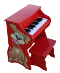 Schoenhut offers this versatile 2-in-1 Table Top Upright Animal piano with a bench that grows with your child! The Table Top piano, decorated with a whimsical animal's head, is perfect for toddlers because it sits safely and squarely on the floor or on a table within easy reach of little hands. Later on, the animal's body legs can be attached, conveniently raising the Table Top piano to a comfortable upright piano height for an older child seated at the (included) bench. Schoenhut toy pianos are famous for their lovely chime-like tones. Children love the unique sound. An added feature of Schoenhut toy pianos is the spacing between keys, the same as that on a full-sized model, which teaches proper finger placement and affords an easy transition to a real piano. Included is Schoenhut's Learning System with a removable color-coordinated strip that fits behind the keys to guide small fingers from chord to chord. The accompanying songbook contains a collection of familiar tunes.