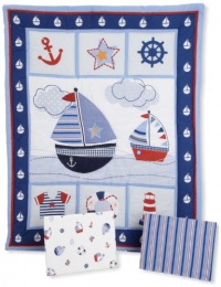 Bedtime Originals Sail Away 3 Piece Bedding Set, Blue Bedtime Originals Sail Away 3 Piece Bedding Set, Blue