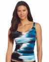 Speedo Women's Brushed Stripe Comfort Strap Endurance+ Tankini Top