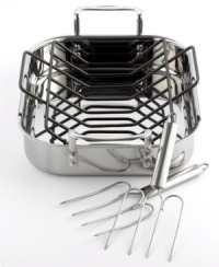 Brilliant good looks. Perfect gourmet results. Combining the long-lasting radiance of stainless steel with the superior performance of a highly conductive, heavy-gauge aluminum core, the Calphalon Tri-Ply roaster makes it easy to prepare moist, mouthwatering meals for the holiday -- or just every day! Lifetime warranty. Brilliant good looks. Perfect gourmet results. Combining the long-lasting radiance of stainless steel with the superior performance of a highly conductive, heavy-gauge aluminum core, the Calphalon Tri-Ply roaster makes it easy to prepare moist, mouthwatering meals for the holiday -- or just every day! Lifetime warranty.