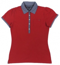 Tommy Hilfiger Women's Chambray-Trim Short-Sleeve Polo Shirt Tommy Hilfiger Women's Chambray-Trim Short-Sleeve Polo Shirt