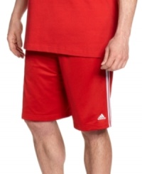 Easy as a lay up. Whether you're working out, shooting hoops or lounging about, these comfortable active shorts from adidas are your go-to pair. Easy as a lay up. Whether you're working out, shooting hoops or lounging about, these comfortable active shorts from adidas are your go-to pair.