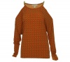 Michael Kors Women's Long Sleeve Exposed Shoulder Shirt Orange Spice XL