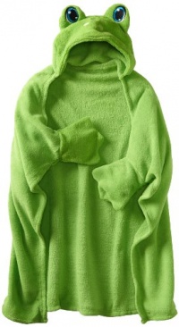 AME Sleepwear Girls 2-6X Frog Hooded Blanket, Green, One Size AME Sleepwear Girls 2-6X Frog Hooded Blanket, Green, One Size