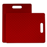 This cutting board will come in handy when it's time to chop vegetables, mince herbs or slice meats. Made of high-density plastic, this cutting board won't absorb odors like wood. The bottom surface is covered in raised rubber grippers that help the board remain stationary as you work. This cutting board will come in handy when it's time to chop vegetables, mince herbs or slice meats. Made of high-density plastic, this cutting board won't absorb odors like wood. The bottom surface is covered in raised rubber grippers that help the board remain stationary as you work.