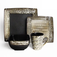 American Atelier Boa 16-Piece Square Dinnerware Set, White American Atelier Boa 16-Piece Square Dinnerware Set, White