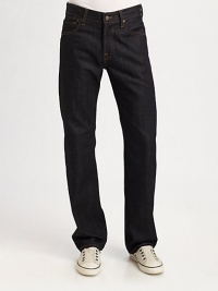 A more relaxed version of the Standard straight-leg, this fit is roomier through the hip and thigh with matte brass hardware and stitching to give the finished garment a classic denim look and feel.Five-pocket styleInseam, about 34CottonMachine washMade in USA A more relaxed version of the Standard straight-leg, this fit is roomier through the hip and thigh with matte brass hardware and stitching to give the finished garment a classic denim look and feel.Five-pocket styleInseam, about 34CottonMachine washMade in USA