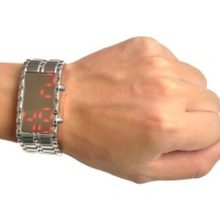 BestDealUSA Silver Strap Lava Style Iron Digital LED Mirror Watch BestDealUSA Silver Strap Lava Style Iron Digital LED Mirror Watch
