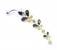 Bodyart 316L Surgical Steel 14 Gauge Butterfly Dangle Black Crystal Belly Bar Navel Button Ring Barbell Bodyart 316L Surgical Steel 14 Gauge Butterfly Dangle Black Crystal Belly Bar Navel Button Ring Barbell