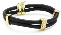 T Tahari Linked In Two Row Leather Bracelet T Tahari Linked In Two Row Leather Bracelet