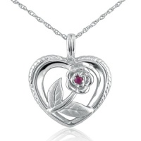 Ruby Rose in Heart Necklace in Sterling Silver on an 18 Chain