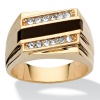 PalmBeach Jewelry Men's Emerald-Cut Genuine Onyx Crystal Accent 14k Yellow Gold-Plated Classic Ring