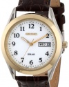 Seiko Men's SNE056 Solar Strap White Dial Watch