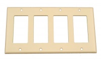 Leviton 80412-T 4-Gang Decora/GFCI Device Decora Wallplate, Standard Size, Thermoset, Device Mount, Light Almond Leviton 80412-T 4-Gang Decora/GFCI Device Decora Wallplate, Standard Size, Thermoset, Device Mount, Light Almond