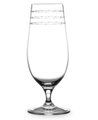 Inspired by the renowned bridal designs of Monique Lhullier, this fun yet classic stemware collection features a beautiful etched rim of three beaded lines, resembling the sparkling traces left over from a shooting star. Inspired by the renowned bridal designs of Monique Lhullier, this fun yet classic stemware collection features a beautiful etched rim of three beaded lines, resembling the sparkling traces left over from a shooting star.
