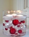 Unique Elegant Vase Fillers - 95Pc. Pack Jumbo Red Pearls and White Pearls with Sparkling & Red Diamonds and Gems Accents - Wholesale ....The Transparent Water Gels that are floating the Pearl are sold separately...