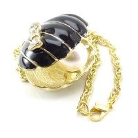 DaisyJewel Atlantis Treasure: Large Black Enameled Golden Oyster with Huge Faux Pearl and Cute Crystal Pave Bow Hanging From a 28in. Strong and Rare Prince of Wales Chain with Lobster Clasp TOP SELLER Mega Clearance Sale DaisyJewel Atlantis Treasure: Large Black Enameled Golden Oyster with Huge Faux Pearl and Cute Crystal Pave Bow Hanging From a 28in. Strong and Rare Prince of Wales Chain with Lobster Clasp TOP SELLER Mega Clearance Sale