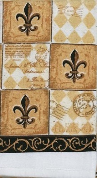 Majestic Black & Tan Fleur de Lis Kitchen Print Terry Tea Dish Towel Majestic Black & Tan Fleur de Lis Kitchen Print Terry Tea Dish Towel